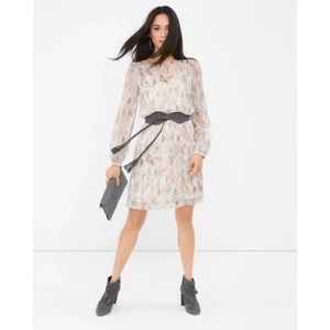 WHITE HOUSE BLACK MARKET Dress Frozen Geo Boho Long Sleeve Size 0